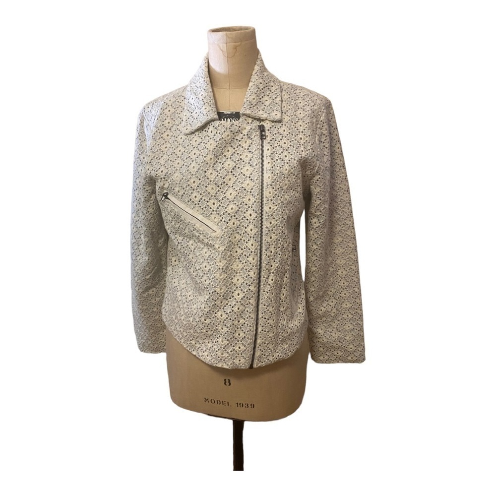 Anthropologie Dolan eyelet embroidered moto jacket size Large